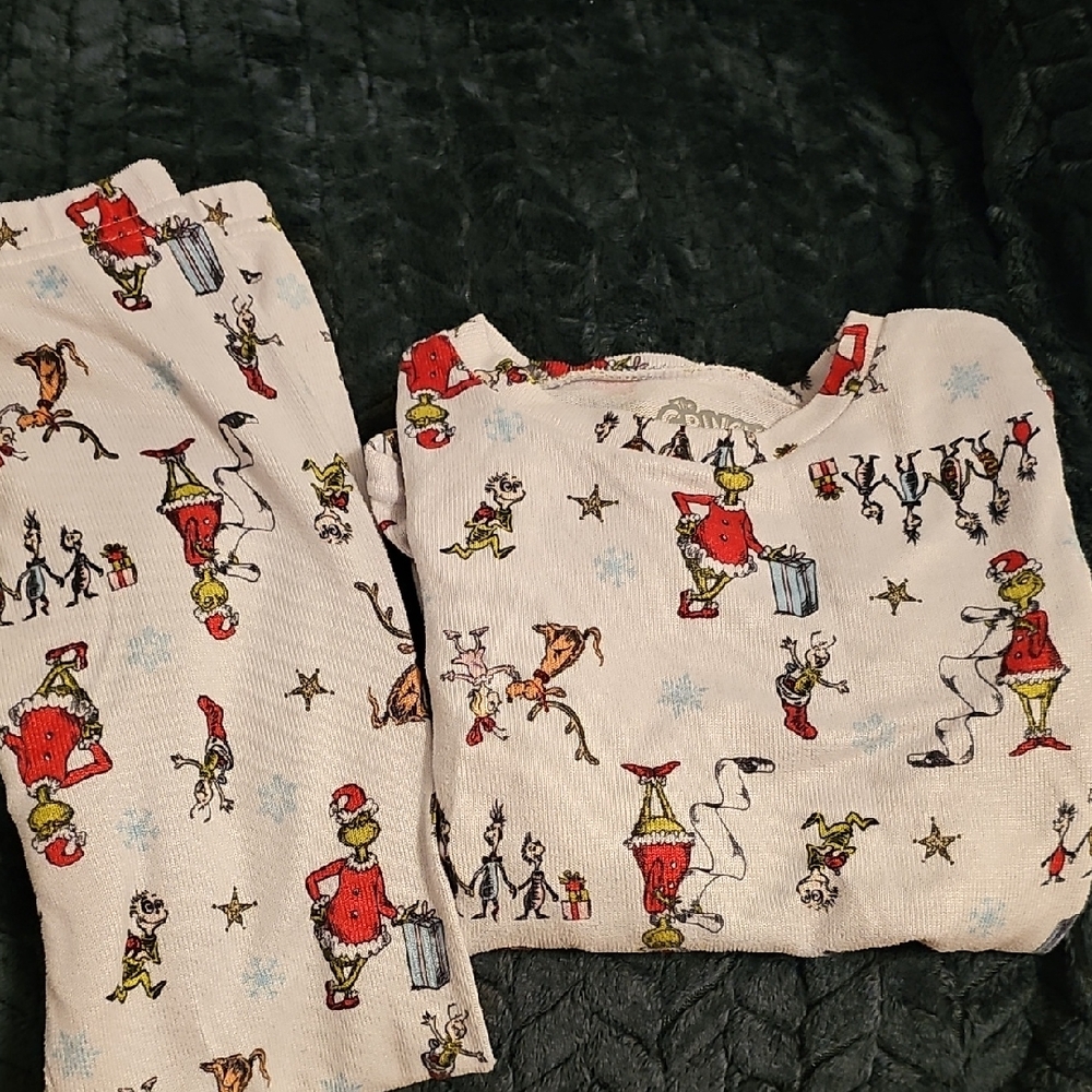 Kids Grinch Pajama Set - White